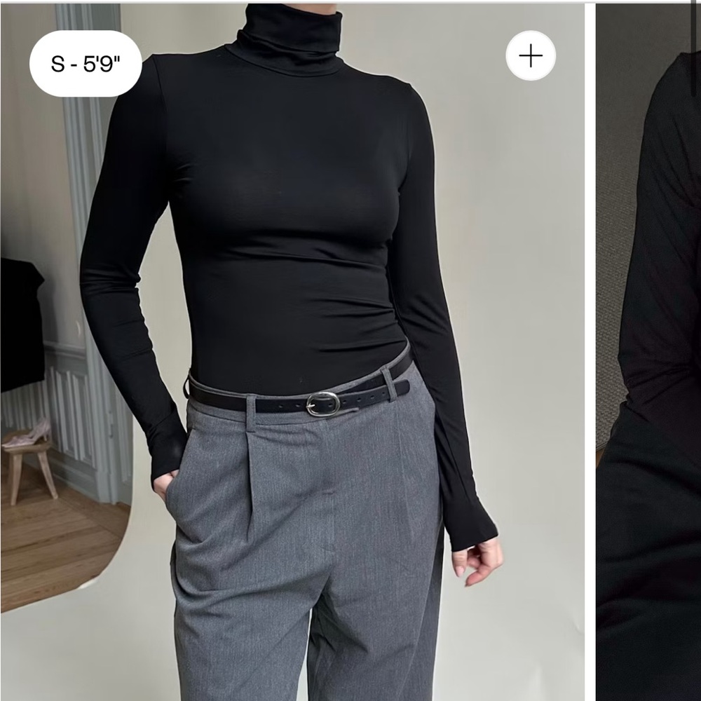 Djerf Avenue Daily Turtleneck Top Black